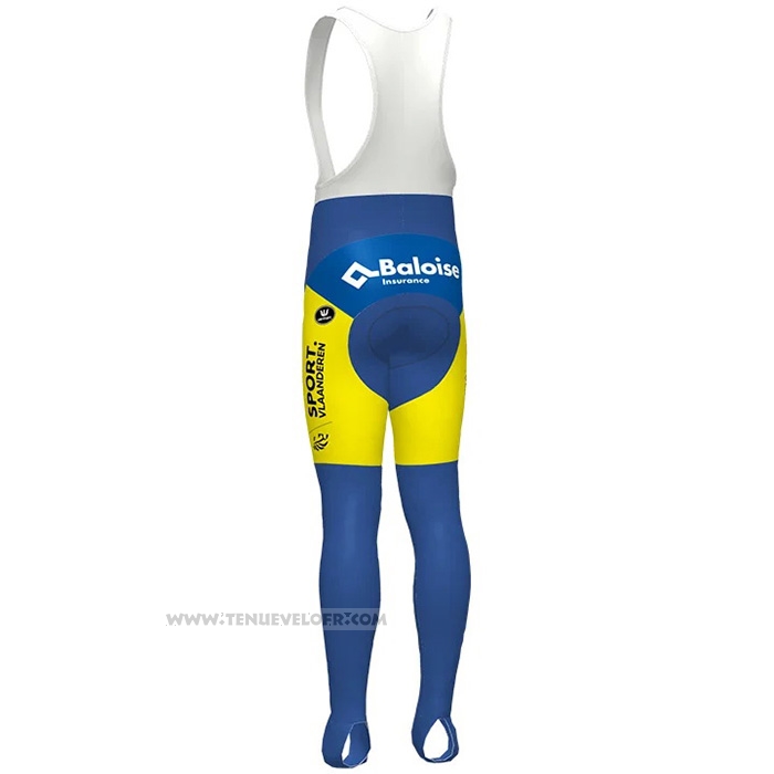 2021 Maillot Cyclisme Sport Vlaanderen Baloise Bleu Jaune Manches Longues et Cuissard
